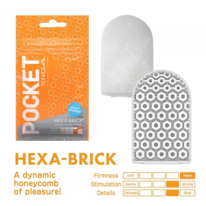Карманный мастурбатор Tenga Pocket Hexa-Brick с интенсивной стимуляцией шестиугольными сотами Карманный мастурбатор Tenga Pocket Hexa-Brick с интенсивной стимуляцией шестиугольными сотами