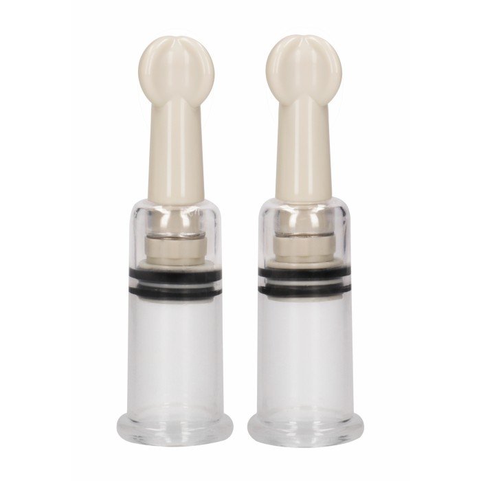 Вакуумные помпы для сосков Nipple Sucker Erozon с винтовым механизмом - размер S - белые Вакуумные помпы для сосков Nipple Sucker Erozon с винтовым механизмом - размер S - белые