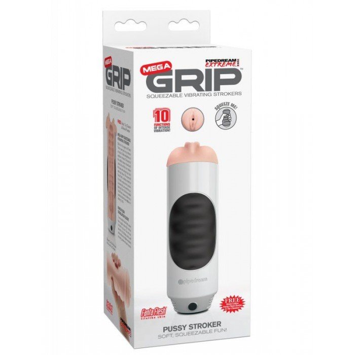Мастурбатор вагина в мягкой тубе с вибрацией Extreme Toyz Mega Grip Vibrating Stroker Pussy - телесный - 23,4 см Мастурбатор вагина в мягкой тубе с вибрацией Extreme Toyz Mega Grip Vibrating Stroker Pussy - телесный - 23,4 см