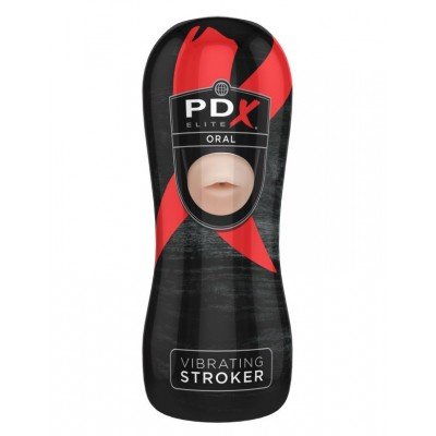 Мастурбатор ротик в тубе с вибрацией PDX Elite Vibrating Oral Stroker - 16,5 см