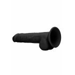 Реалистичный фаллоимитатор Silicone Dildo With Scrotum с присоской и мошонкой - чёрный - 24 см