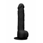 Реалистичный фаллоимитатор Silicone Dildo With Scrotum с присоской и мошонкой - чёрный - 24 см