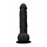 Реалистичный фаллоимитатор Silicone Dildo With Scrotum с присоской и мошонкой - чёрный - 24 см
