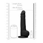 Реалистичный фаллоимитатор Silicone Dildo With Scrotum с присоской и мошонкой - чёрный - 24 см