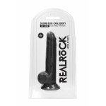 Реалистичный фаллоимитатор Silicone Dildo With Scrotum с присоской и мошонкой - чёрный - 24 см