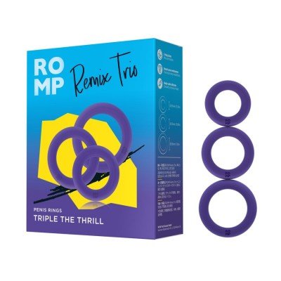 Набор из трех суперэластичных силиконовых эрекционных колец разного диаметра Romp Remix Trio - фиолетовый