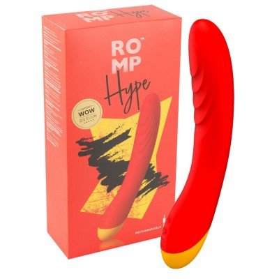 Вибратор с рельефными ребрами для стимуляции зоны G - Romp Hype G-Spot - красный - 21 см