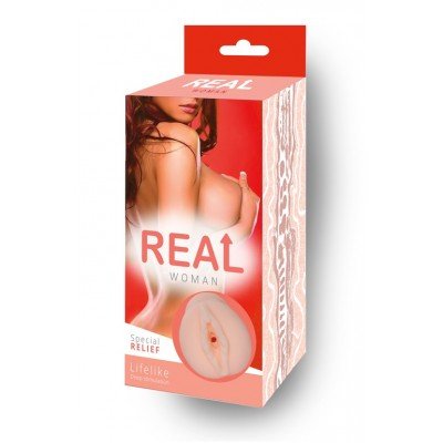 Мастурбатор вагина Real Woman Рыжая со сложным внутренним рельефом - телесный - 14,5 см