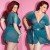 Роскошный халатик Coquette с украшением из кружев на плечах Plus Size - цвета морской волны
