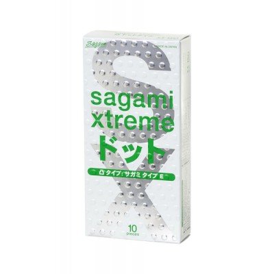 Ультратонкие латексные презервативы с точками Sagami Xtreme Type-E Dotted 0,02 мм - 10 шт