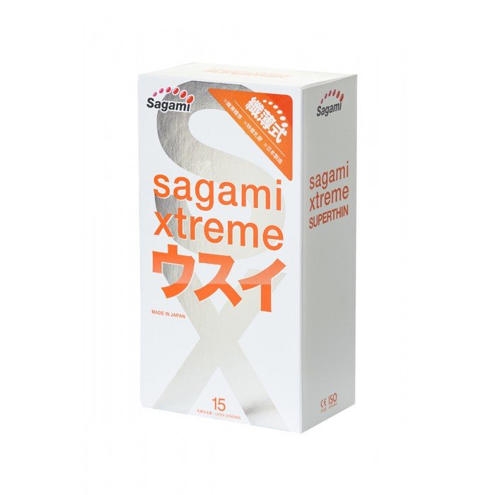 Латексные презервативы Sagami Xtreme Superthin 0,04 мм - 15 шт