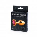Малая золотистая анальная пробка Jewelry Plugs с малиновым кристаллом-сердцем - 7 cм Малая золотистая анальная пробка Jewelry Plugs с малиновым кристаллом-сердцем - 7 cм
