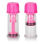 Вакуумные помпы для сосков Nipple Play Vacuum Twist Suckers с винтовым механизмом - розовые