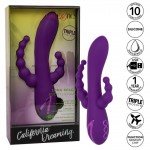 Вибратор-кролик с анальным и клиторальным стимуляторам California Dreaming - Long Beach Bootylicious с 3-мя независимыми моторами - фиолетовый - 20 см