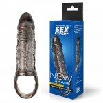 Насадка на пенис Sex Expert с подхватом мошонки - дымчатая - 15 см