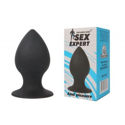 Силиконовая анальная пробка Sex Expert - чёрная - 7,8 см