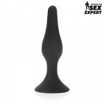 Круглая анальная пробка Sex Expert с основанием-присоской - чёрная - 13 см
