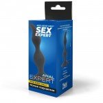Анальная пробка рельефная с загнутым кончиком Sex Expert - чёрная - 12 см