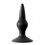 Aнальная пробка с утолщающим шариком Sex Expert с основанием-присоской - чёрная - 10 см