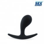 Миниатюрная анальная пробка загнутой формы Sex Expert - чёрная - 5 cм