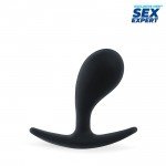 Анальная пробка из силикона загнутой формы Sex Expert - чёрная - 7 cм Анальная пробка из силикона загнутой формы Sex Expert - чёрная - 7 cм