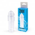 Закрытая насадка на пенис Sex Expert - New Shape с шипиками и рёбрышками - прозрачная - 12 см
