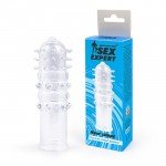 Закрытая насадка на пенис Sex Expert - New Shape с шипиками и выпуклостями - прозрачная - 12,5 см