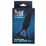 Перезаряжаемая анальная силиконовая вибропробка Sex Expert Premium - чёрная - 13,7 см