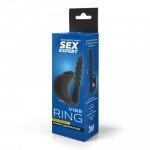 Регулируемое эрекционное кольцо с электростимуляцией Sex Expert Premium - чёрное