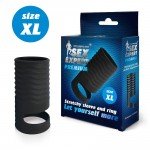 Открытая насадка на пенис с кольцом для мошонки XL-size - чёрная - 8,9 см Открытая насадка на пенис с кольцом для мошонки XL-size - чёрная - 8,9 см