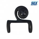 Перезаряжаемая вибронасадка на пенис Sex Expert Vibe Sling с клиторальным стимулятором - чёрная - 8 см
