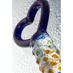 Стеклянный фаллос с ручкой-сердцем и точечным рельефом Sexus - разноцветный - 22,5 см