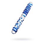 Двусторонний фаллоимитатор из стекла Sexus Glass с рельефной поверхностью - 21,5 см