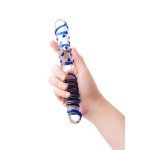Двусторонний фаллоимитатор из стекла Sexus Glass с рельефной поверхностью - 21,5 см
