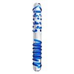 Двусторонний фаллоимитатор из стекла Sexus Glass с рельефной поверхностью - 21,5 см