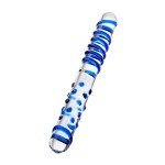 Двусторонний фаллоимитатор из стекла Sexus Glass с рельефной поверхностью - 21,5 см