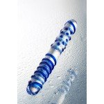 Двусторонний фаллоимитатор из стекла Sexus Glass с рельефной поверхностью - 21,5 см