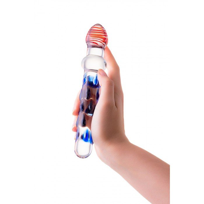 Двусторонний фаллоимитатор с шишечками Sexus Glass из стекла - прозрачный - 20 см Двусторонний фаллоимитатор с шишечками Sexus Glass из стекла - прозрачный - 20 см