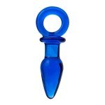 Анальная пробка из стекла Sexus с ручкой-кольцом - синяя - 14 см