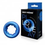 Эрекционное эластичное кольцо на пенис Sexy Friend с внутренним рельефом - синее