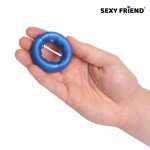 Эрекционное эластичное кольцо на пенис Sexy Friend с внутренним рельефом - синее