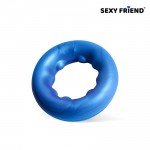Эрекционное эластичное кольцо на пенис Sexy Friend с внутренним рельефом - синее