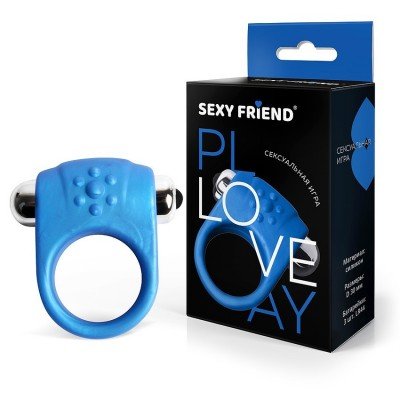 Эластичное эрекционное кольцо с вибрацией Sexy Friend со съемной вибропулей - синее
