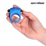 Эластичное эрекционное кольцо с вибрацией Sexy Friend со съемной вибропулей - синее Эластичное эрекционное кольцо с вибрацией Sexy Friend со съемной вибропулей - синее