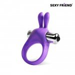 Эластичное эрекционное кольцо с вибрацией и клиторальными ушками Sexy Friend со съемной вибропулей - фиолетовое Эластичное эрекционное кольцо с вибрацией и клиторальными ушками Sexy Friend со съемной вибропулей - фиолетовое