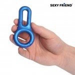 Двойное эрекционное эластичное кольцо на пенис и мошонку Sexy Friend - синее