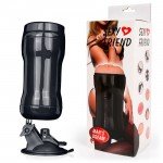 Мастурбатор вагина Sexy Friend в чёрной колбе с присоской - телесный - 15 см