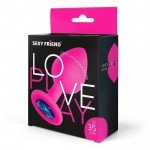 Силиконовая анальная пробка Sexy Friend розовая с синим кристаллом - 8 см