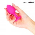 Силиконовая анальная пробка Sexy Friend розовая с сиреневым кристаллом - 8 см Силиконовая анальная пробка Sexy Friend розовая с сиреневым кристаллом - 8 см