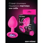 Силиконовая анальная пробка Sexy Friend розовая с сиреневым кристаллом - 8 см Силиконовая анальная пробка Sexy Friend розовая с сиреневым кристаллом - 8 см
